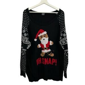 Well Worn Holiday Sweater Women’s Oh Snap! Santa Gingerbread Sweater Size 3X